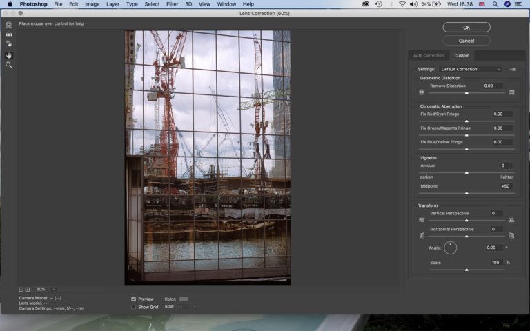 Lens correction в фотошопе где